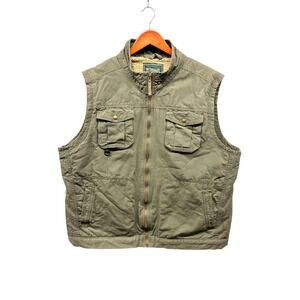 Outdoor Life Sherpa Lined Vest Men's XXL Khaki Green Utility Full Zip